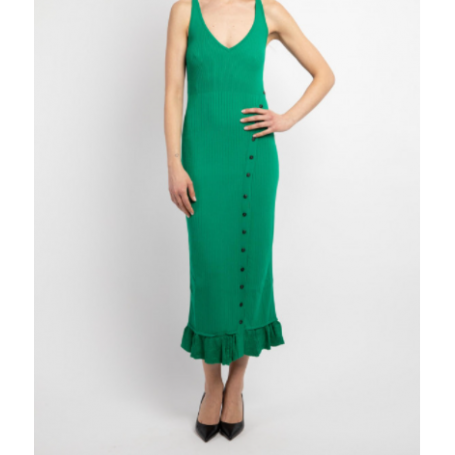 PINKO abito JAEN a costine LAWN GREEN