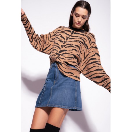 PINKO pullover NINFEO 2 stampa tigre CAMMELLO/NERO