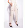 PINKO pantaloni PERNILLA cargo effetto pelle WHITE