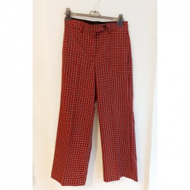 VICOLO pantalone palazzo tartan ROSSO/BIANCO/NERO