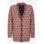 PINKO cardigan LAMA jacquard con logo CAMMELLO/NERO/FUXIA