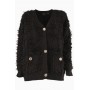 PINKO cardigan PECORA misto lana effetto frange NERO