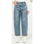 SOUVENIR pantalone denim strass a rombi