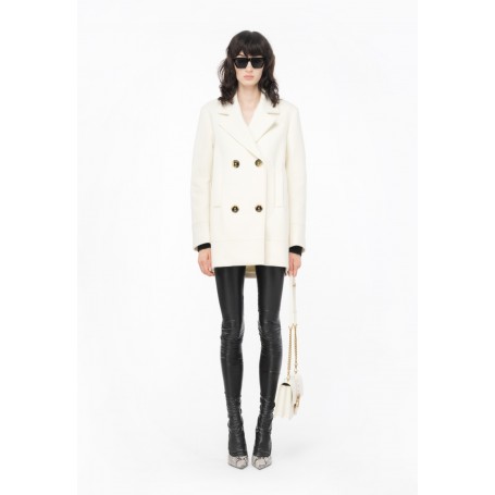 PINKO cappotto caban EXPORT in panno BIANCO