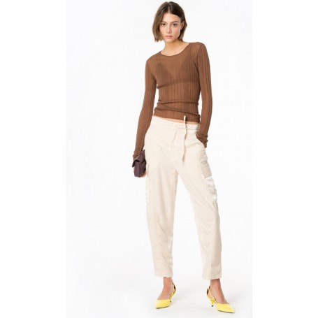 PINKO pantaloni MEZZANO cargo fluidi BEIGE