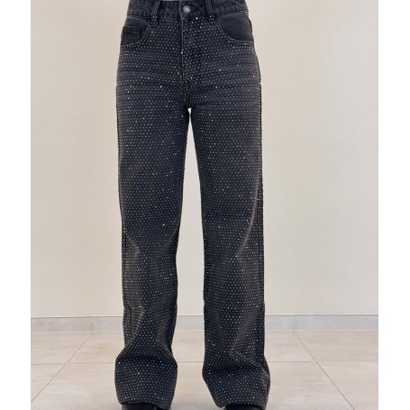 VICOLO pantalone jeans DALIA con punti luce NERO