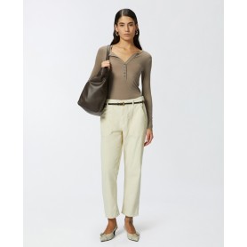 PINKO pantaloni CLOE chino in velluto millerighe WHITE