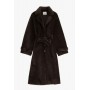 DIXIE cappotto lungo in ecopelliccia con cintura MORO