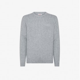 SUN68 maglia in lana e cashmere a trecce GRIGIO MEDIO