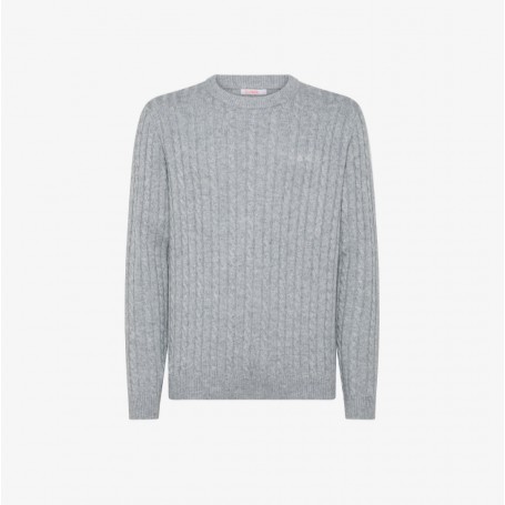 SUN68 maglia in lana e cashmere a trecce GRIGIO MEDIO