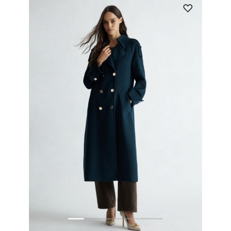 LIUJO cappotto trench misto lana VERDE BOTTIGLIA